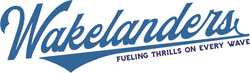 Blue 'Wakelanders' logo on a white background
