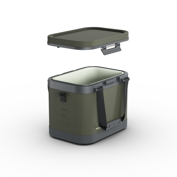 Dometic Recon Softside ZL Medium soft cooler in Lichen, stacked on Recon Hardside