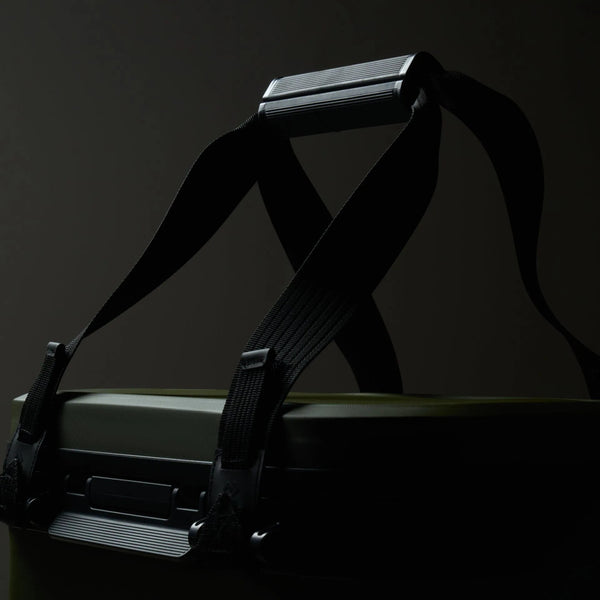 Dometic Recon Softside ZL Large soft cooler in Lichen, carrying with shoulder strap