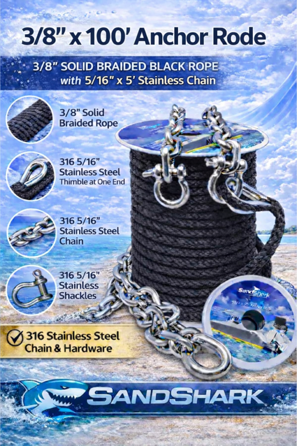 100ft Anchor Line & 5ft Stainless Steel Chain