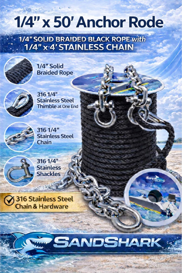 50ft Anchor Line & 4ft Stainless Steel Chain