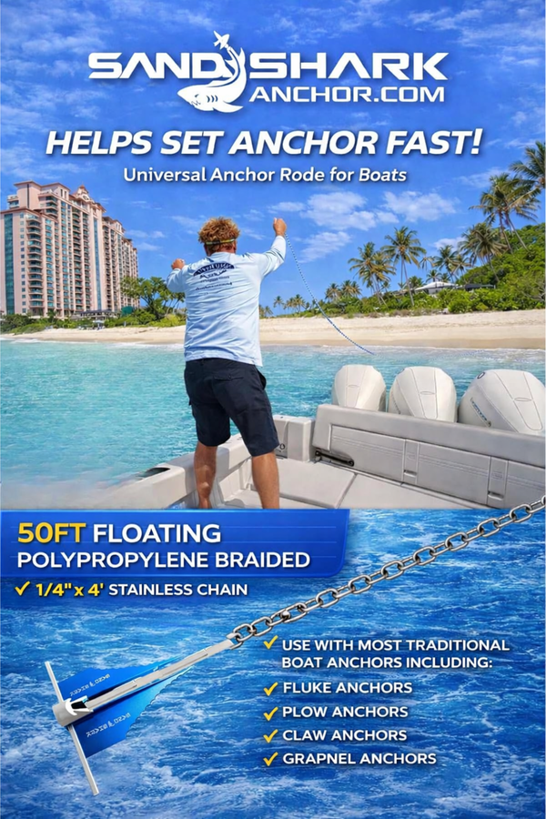 50ft Anchor Line & 4ft Stainless Steel Chain