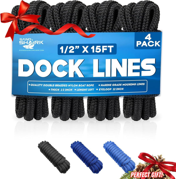 4-Pack Dock Lines (1/2" x 15')