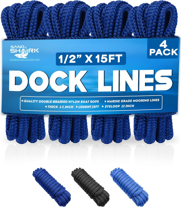 4-Pack Dock Lines (1/2" x 15')
