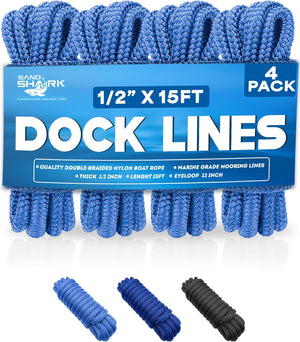 4-Pack Dock Lines (1/2" x 15')