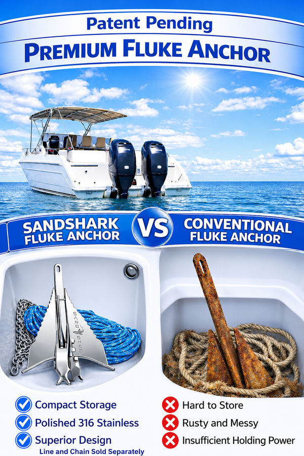 316 Stainless Fluke Anchor - Retractable Shaft (13 lbs)