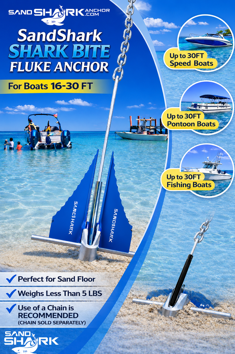 Fluke Anchor - Retractable Shaft (5 lbs)